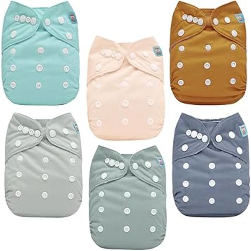 ALVABABY Baby Cloth Diaper 6 Pack with 12 Inserts One Size Cloth Diaper Covers Adjustable Washable Reusable for Baby Girls and Boys