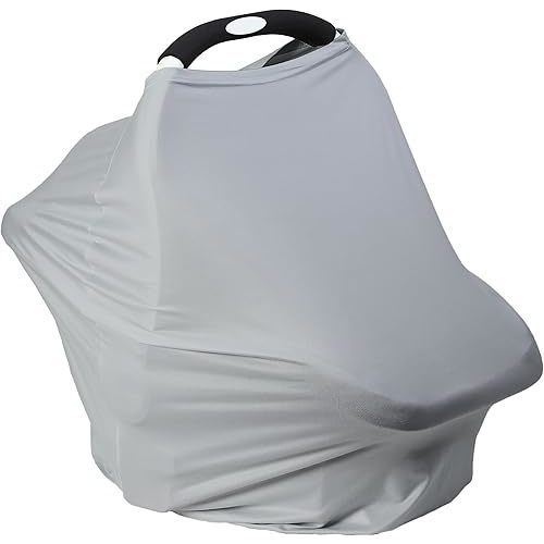 Breathable Car Seat Cover for Babies – Multi-Purpose Soft Rayon Nursing Cover for Breastfeeding, High Stretchy Infant Carseat Canopy, Stroller Cover (Smooth Rayon, Light Grey)