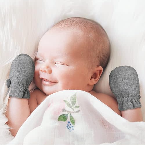 Pair of Baby No Scratch Mittens, 100% Cotton Breathable