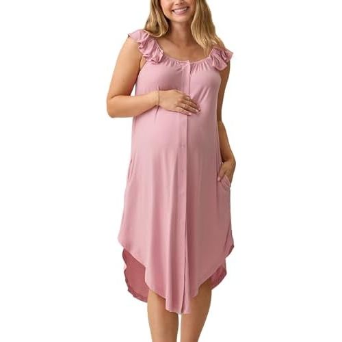 Kindred Bravely Labor and Delivery Gown, 3 in 1 Hospital Gowns for Women Labor Delivery, Ruffle Straps