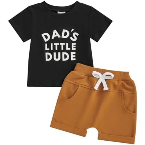 BemeyourBBs Toddler Baby Boy Summer Clothes Funny Letter T Shirt Elastic Waist Pockets Shorts Set 2 Piece Outfit
