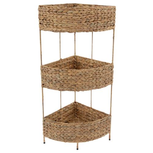 Three-Tier Braided Water Hyacinth Corner Shelf