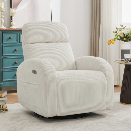 37" Modern Upholstered Power Swivel Rocker Glider Recliner Nursery Chair With USB Port,Type-C Port