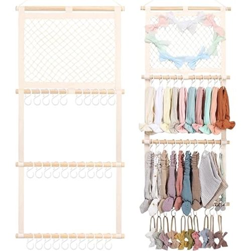 POVETIRE Headband Holder Bows Organizer for Girls,Baby Headbands Hair Accessories Organizer Storage Wall Hanging Decor for Nursery Girls Room