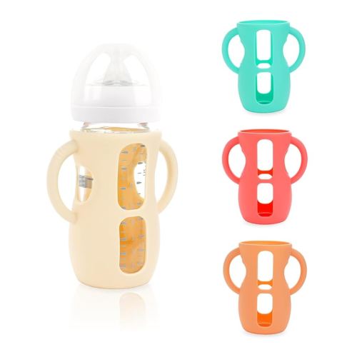 4-Pack Silicone Sleeves for Philips Avent Glass Bottles, BPA-Free Drop-Resistant Baby Bottle Sleeves with Handles, Compatible with Philips Avent Natural Glass Baby Bottles (8 oz)