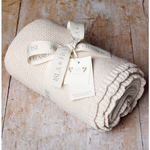 Organic Baby Blanket - Oat Melange Scallop Purl Knit