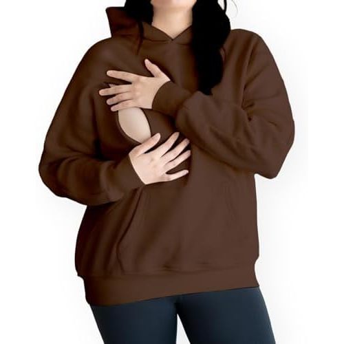 Women's Postpartum Nursing Hoodie, Breastfeeding Sweatshirt with Zippers.