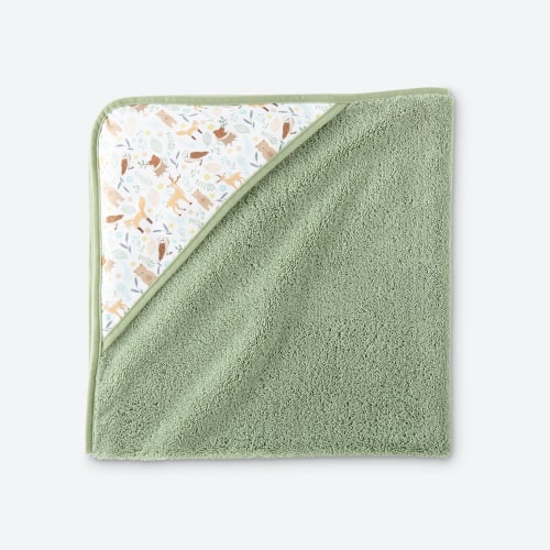 Kids Hooded Towel - sage with woodland hood
