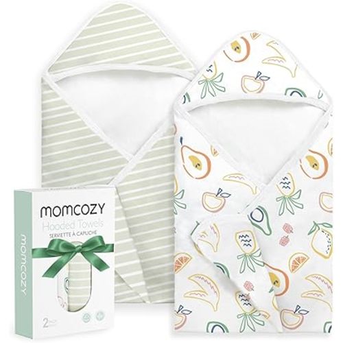 Momcozy Baby Towel with Hooded - Ultra Soft & Absorbent Large Bath Towel Set for Comfort & Gentle on Baby's Skin - Shower Gift & Bath Essential & Baby Registry Search for Newborn,Infant,Toddler,Kids