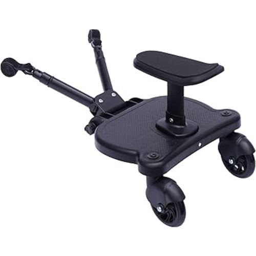 Universal Stroller Board with Seat – 2-in-1 Stroller Ride-On Board for Toddler, Removable Seat, Adjustable Attachment for Most Strollers