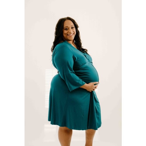 Lila Labor & Postpartum Gown in Deep Teal
