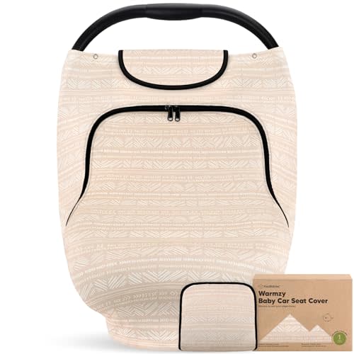 Baby Car Seat Cover for Boys, Girls - Breathable Infant Carseat Canopy for Winter, Rain, Universal Stretchy Fit Nursing Cover for Breastfeeding Newborns, Super Soft, Easy Access Zip Window (Sara)