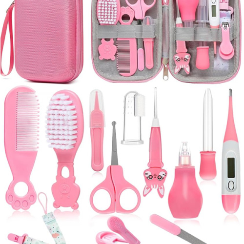 Baby Healthcare and Grooming Kit, Safety Newborn Nursery Baby Care Kit, with Hair Brush Comb, Nail Clipper, Thermometer, Pacifier Clip, Baby Registry Search, Baby Girl Boy Newborn Essentials