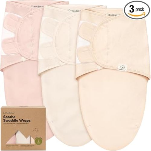3-Pack Organic Baby Swaddle Sleep Sacks - Swaddles for Newborns, Infant 0-3 Months, Baby Girls, Boys, Soft & Snug Newborn Sleep Sack, Nursery Swaddling Blankets (Angelic, OS)