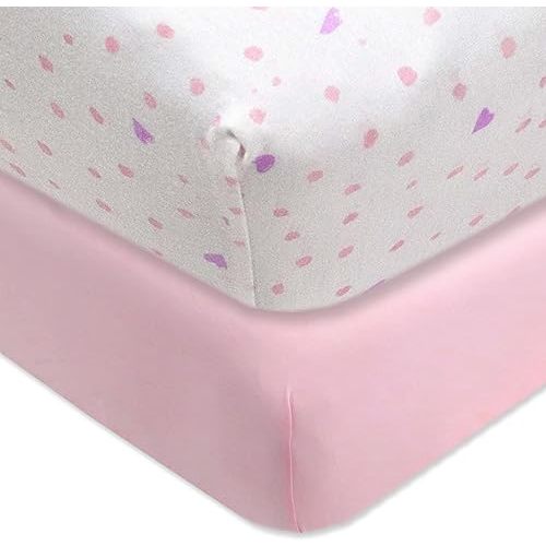 HonestBaby 2-Pack Organic Cotton Fitted Crib Sheets, Love Dot, One Size