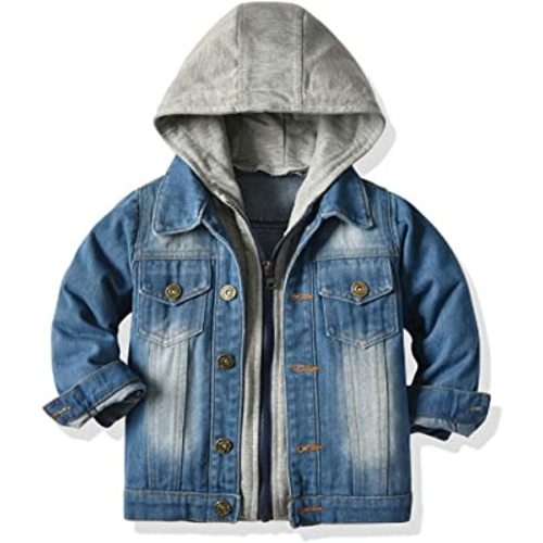 SOFEON Toddler Baby Boy Girls Denim Jacket Button Down Basic Ripped Hoodie Jeans Coat Kid Cowboy Outwear Casual Clothes