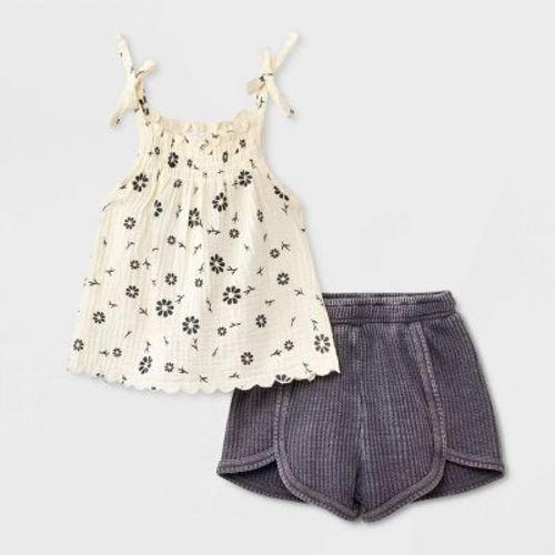 Grayson Mini Baby Girls' Floral Top & Bottom Set - Gray, Size: Infant6-9M