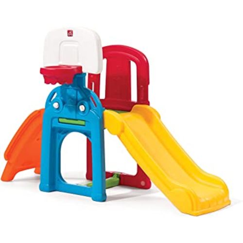 Step2 Game Time Sports Climber & Slide for Kids, Indoor/Outdoor Playground Set, Slide, Basketball Hoop, Climbing Wall, Easy to Assemble, Backyard Playset, Kids Ages 2 – 6 Years Old
