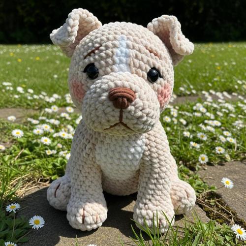 Handmade Crochet Pitbull Plushies, Velvet Amigurumi Toy Set, Easy Crochet Animals, Custom Dog Plush, Personalized Crochet Gift for Kids