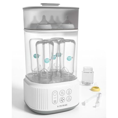 Bottle Sterilizer and Dryer | Esterilizador de Biberones, HAUTURE Baby Bottle Sanitizer and Dryer, Faster Drying Compact Electric Steam Sterilizer for Baby Bottles, Pacifiers, Breast Pump Accessories