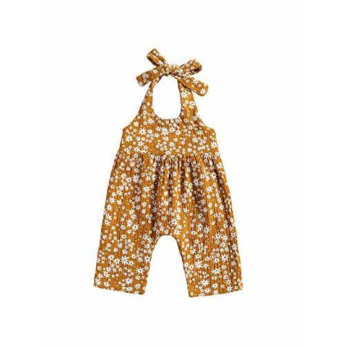 Summer One Piece Outfit Infant Baby Girl Romper Jumpsuit Sleeveless Halter Floral Bodysuit Clothes
