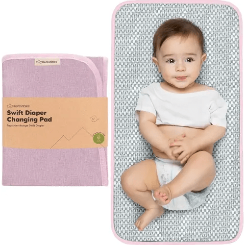 KeaBabies Portable Diaper Changing Pad, Easy Wipe Clean - Foldable Waterproof Baby Changing Mat for Diaper Bag, Compact, Lightweight, 25x13 Newborn, Infant, Baby Changer Travel Essential (Sweet Pink)