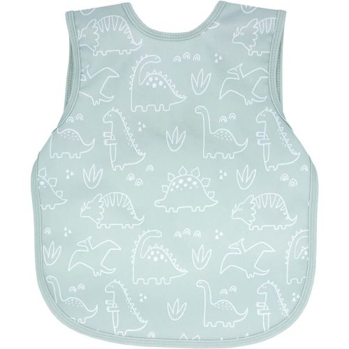 BapronBaby Animal Prints Bapron - No Neck Tie Safer Bib - Baby & Toddler - Soft Waterproof - PVC, BPA & Phthalate Free - 6m+ - Dino Friends Sage