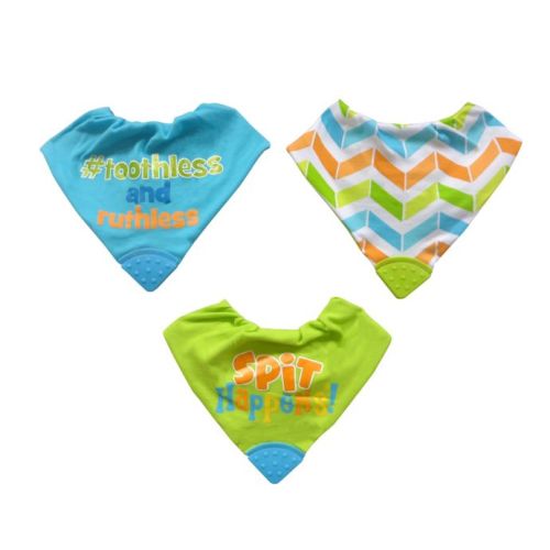 Neat Solutions® 3-Pack Bandana Bibs with Teethers in Green/Aqua
