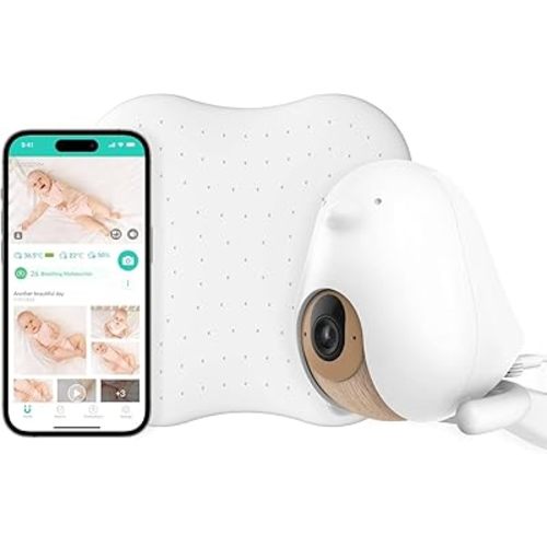 Cubo Ai Sleep Safety Bundle - Includes 1080p HD Night Vision Cubo Ai Plus Smart Baby Monitor with 3-Stand Set & Sleep Sensor Pad | Proactive AI Safety Alerts, Sleep Analytics & Micro Motion Detection