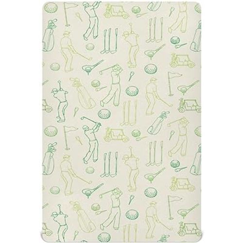 Fitted Crib Sheets for Baby Boys or Girls Soft Breathable Baby Play Yard Sheet for Standard Size Crib Mattress 52x28in Various Golf Images Player Pattern