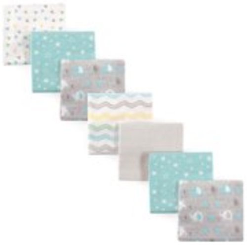 Luvable Friends Baby Boy and Girl Flannel Receiving Blanket, 7-Pack, Basic Elephant