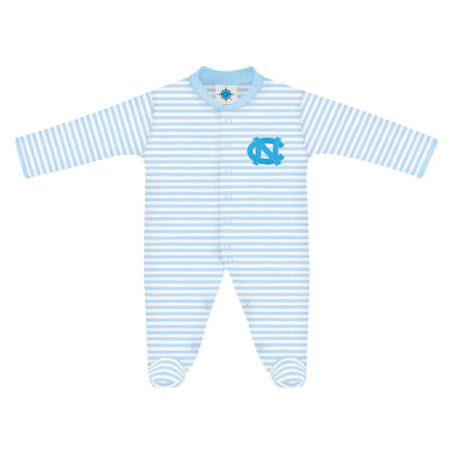 North Carolina Tar Heels Striped Footed Romper | College Baby