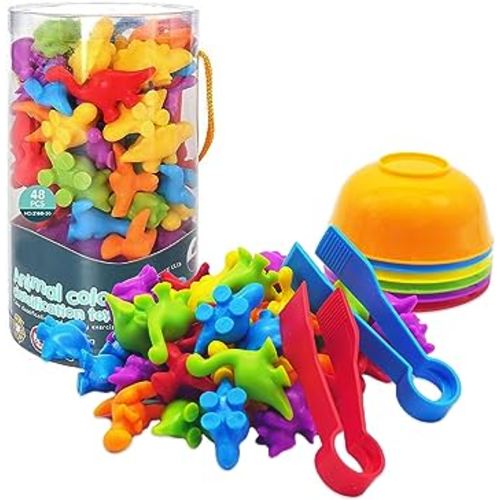 Counting Dinosaurs Toy Matching Sorting Game, Color Classification and Sensory Training Educational Learning Toys Set Gift for Toddlers