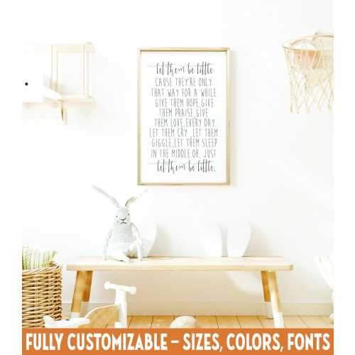 Let Them Be Little Nursery Sign, Hand-Lettered Kids Room Decor