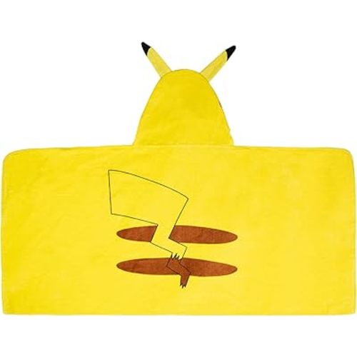 Pokemon Pikachu Bath/Pool/Beach Soft Cotton Terry Hooded Towel Wrap, 24" x 50", By Franco Kids