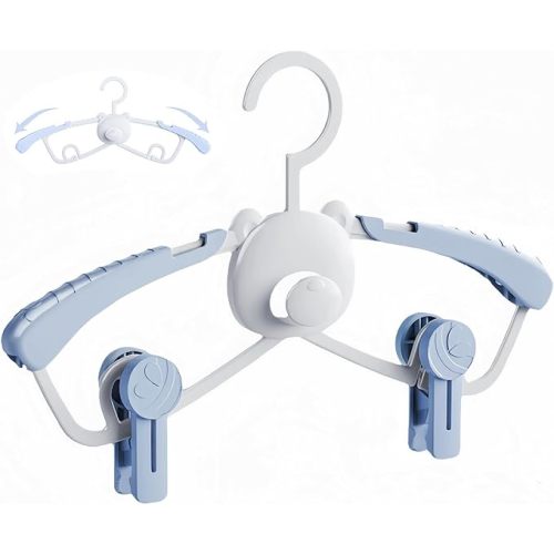 Baby Hangers for Closet 20pcs,Kids Hangers with 20pcs Clips,11-14"" Adjustable Childrens Hangers for Clothes,Non-Slip Baby Clothes Hangers for Newborn Toddler Infant Nursery Clothing (Blue)