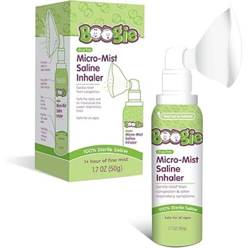 Boogie Micro-Mist Saline Inhaler, Baby Nose Congestion Relief, Nasal Spray for Kids, Pediatrician Recommended, 1.7oz Unscented - Pack of 1
