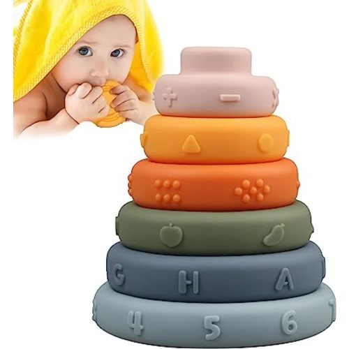 Majobee Baby Sensory Stacking Toys Rings, Montessori Infant Blocks Toys for Educational Developmental Toddler 1-3 Learning Activities, Baby Girls Boys Gifts for 6 9 12 18 Month One Year Old Newborn