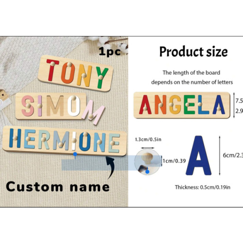 LICVIC Custom Name Puzzle , Personalized Wooden Name Puzzle , Customized Alphabet Puzzle Engraved Text With Wooden Pegs, Children's Birthday Gifts For Kids Room Decor, Mother's Day And Father's Day Gifts, Children's Day Gifts, Birth Commemorative Plaques 