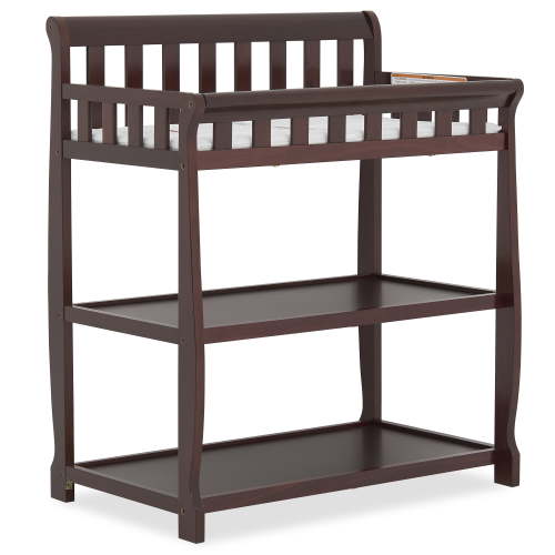 Dream On Me Ashton Changing Table, New Zealand Pinewood, 1 inch Mattress Pad included, Espresso