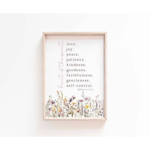 Fruit of the Spirit Wall Art Printable Sign Galatians 5 22 Bible Verse Print Wall Art Farmhouse Nursery Baptism gift Scripture printable