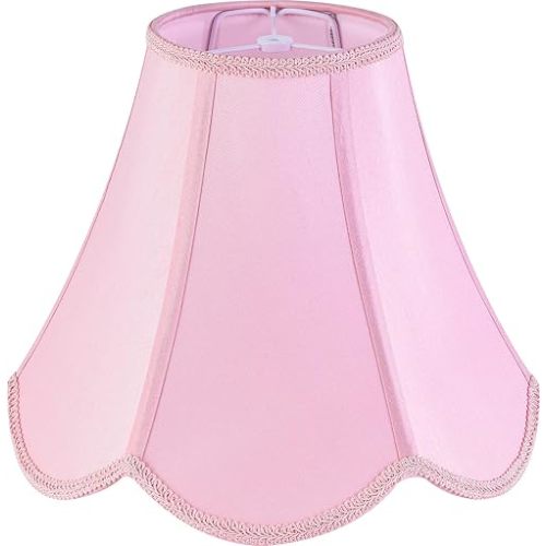 GO&SO Pink Lamp Shade Medium Scalloped Lamp Shade,6"Top x 13"Bottom x 10.6"Vertical Height (Spider),Edge Petal Braid Bell Shades for Table Lamps&Floor&Bedside Lamp,Modern Lampshade-Easy Assembly