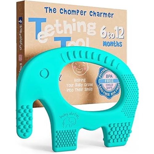 Teethers for Babies 6-12 Months - Baby Elefun 5x Pain Relief Toddler Teether. No More Ouch for Mom Anti Bite Trainer. Nurtures Grasping, Passing, Hand Eye Coordination. Silicone Baby Teething Toy Ring