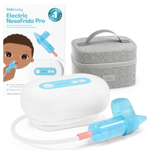 Electric NoseFrida Pro Nasal Aspirator for Baby, Hospital Grade Suction, Nose Sucker for Baby & Toddler, Nasal Aspirator for Congestion Relief, 5 Suction Levels, 2 Tips, Cordless with Case