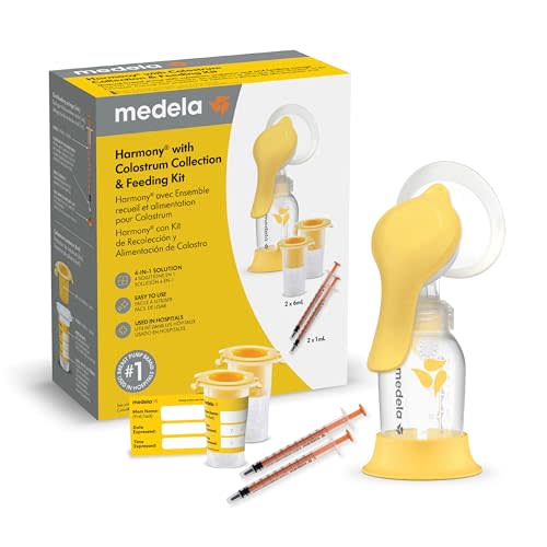 Medela Harmony Manual Breast Pump with Colostrum Collection and Feeding Kit, 4-in-1 Solution, Collect, Store, Feed, and Pump, Includes Colostrum Collectors and Feeding Syringes