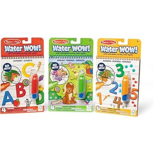 Melissa & Doug Water Wow! 3-Pack – Animals, Alphabet, Numbers Water-Reveal Travel Activity Pads