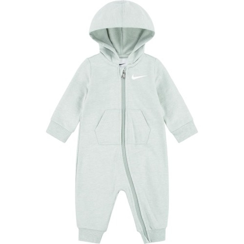 Baby Hooded French Terry Romper, 0-3M, Mica Green Heather