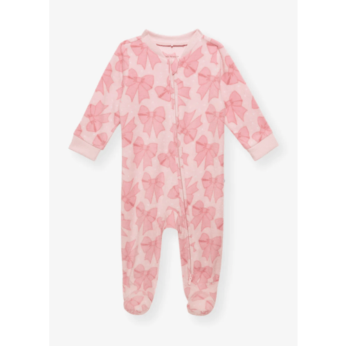 Bows Pink One Piece Baby Footie Pajamas | Everly Jane