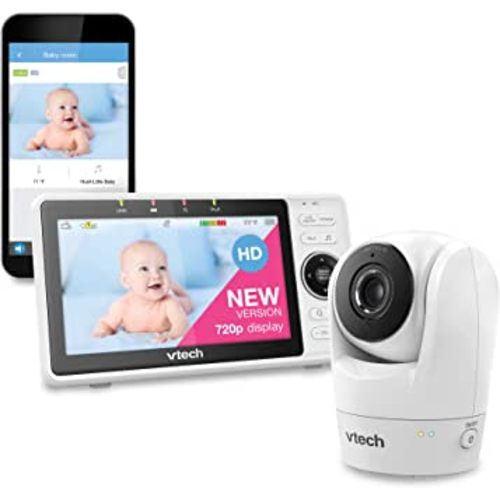 VTech Upgraded Smart WiFi Baby Monitor VM901, 5-inch 720p Display, 1080p Camera, HD NightVision, Fully Remote Pan Tilt Zoom, 2-Way Talk, Free Smart Phone App, Works with iOS, Android
