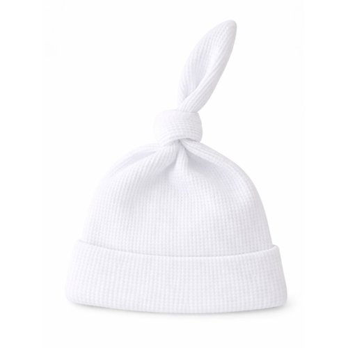 Organic Waffle Knot Beanie, Lucent White